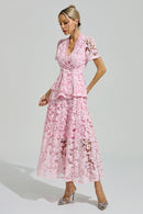 Dovarik Pink Embroidered Lace Set