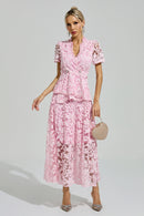 Dovarik Pink Embroidered Lace Set