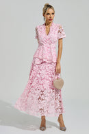 Dovarik Pink Embroidered Lace Set