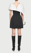 Grisha Asymmetrical Shoulder Pleat Mini Dress In Black