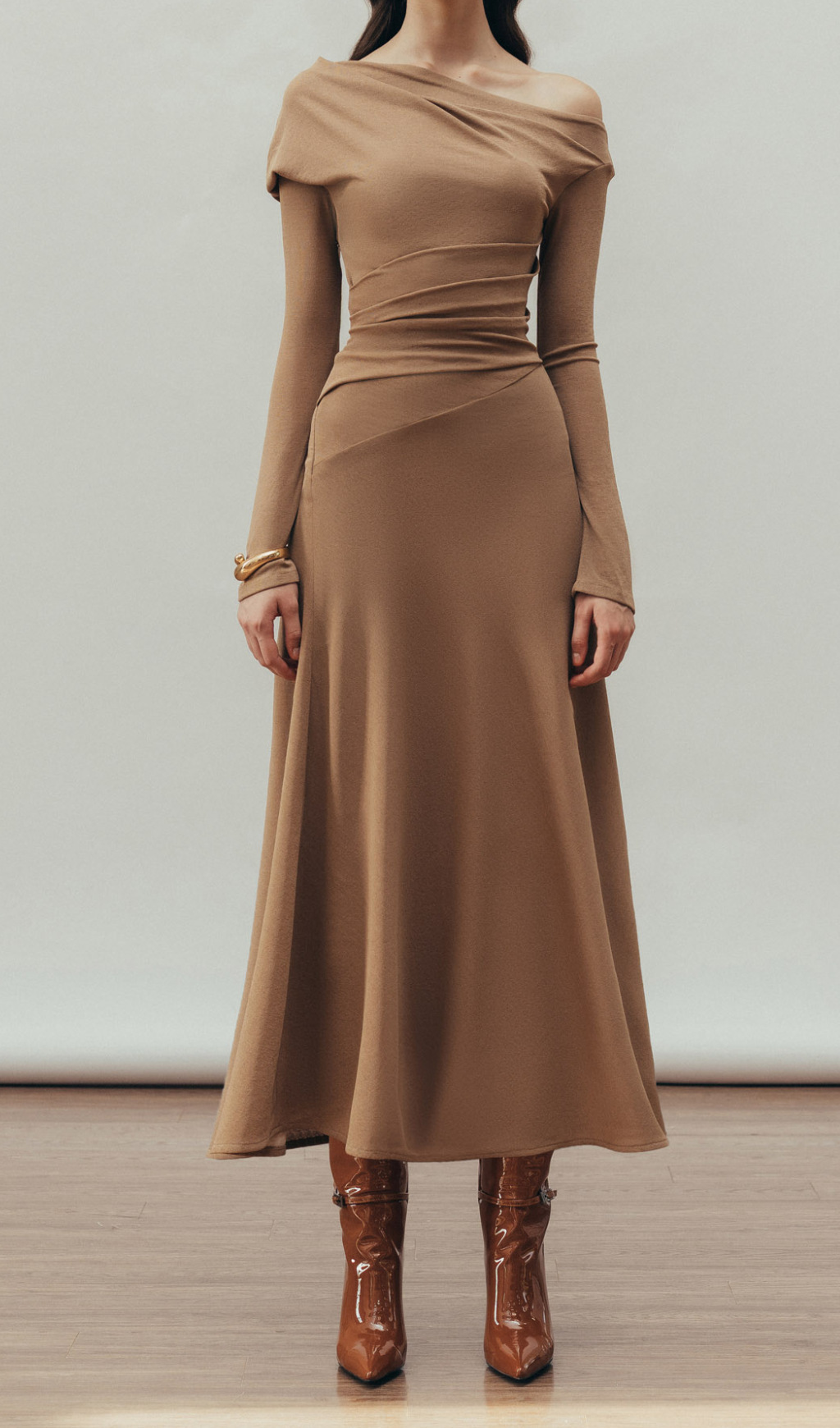 Macsen Draped Maxi Dress In Hazelnut