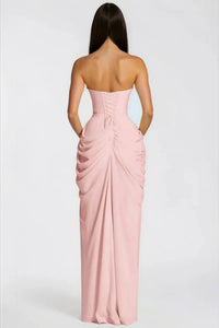 Riveno Strapless Draped High-Slit Maxi Dress