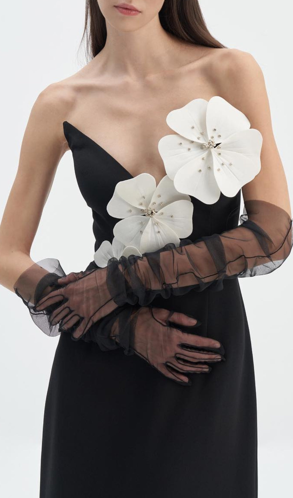 ARLAIS BLACK FLOWER BANDAGE MAXI DRESS-FLOWERING GIRL