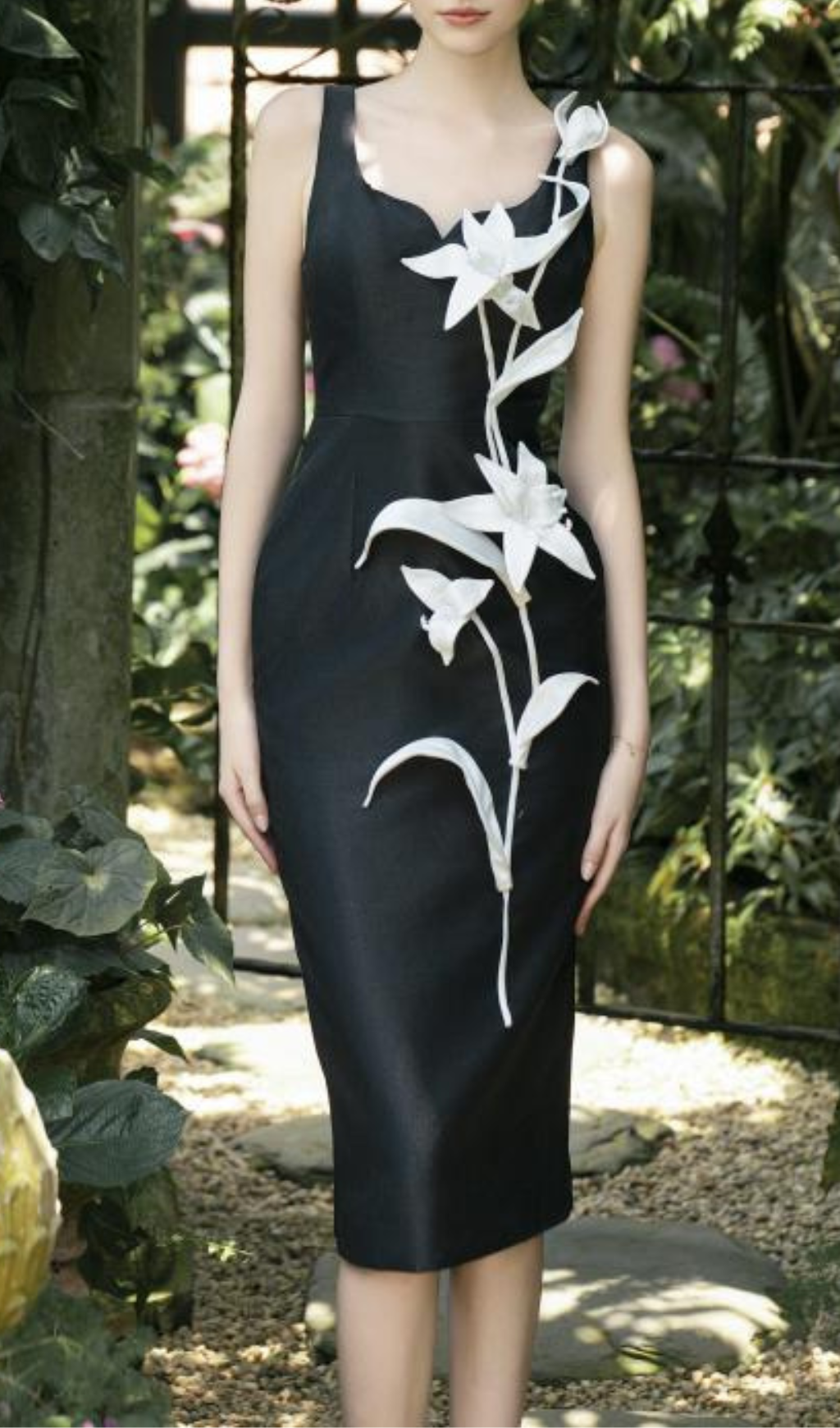 Jessamy Flower-Embellished Midi Dress In Black