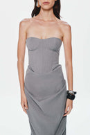 Aleka Strapless Draped Two Piece Maxi Dress