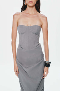 Aleka Strapless Draped Two Piece Maxi Dress