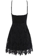 Lequoia Floral Crochet A Line Dress Black