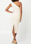 Dracen One Shoulder Draped Midi Dress