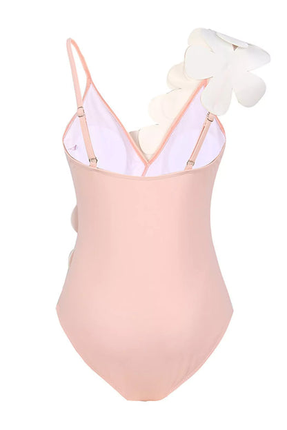 Ziggy Flower Decor Backless One Piece Swimsuit In Pink