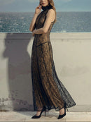Cyalith Lace A Line Maxi Dress In Black