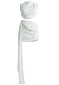 Batyah Draped Two Piece Mini Dress In White