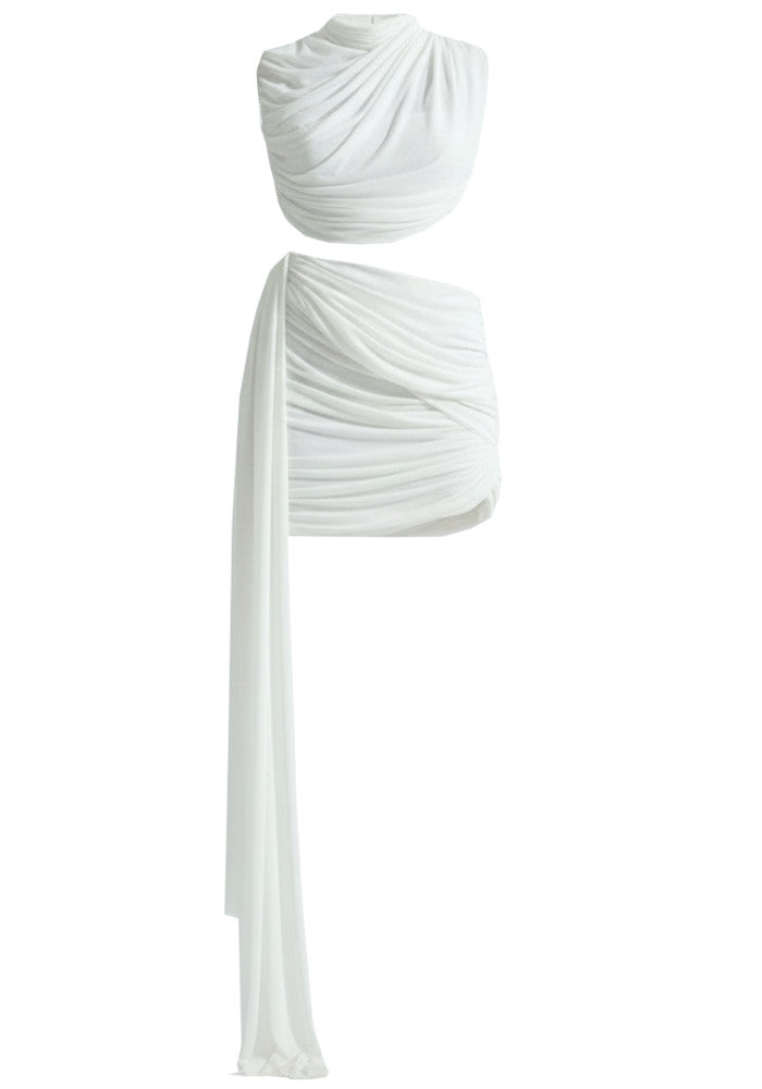 Batyah Draped Two Piece Mini Dress In White