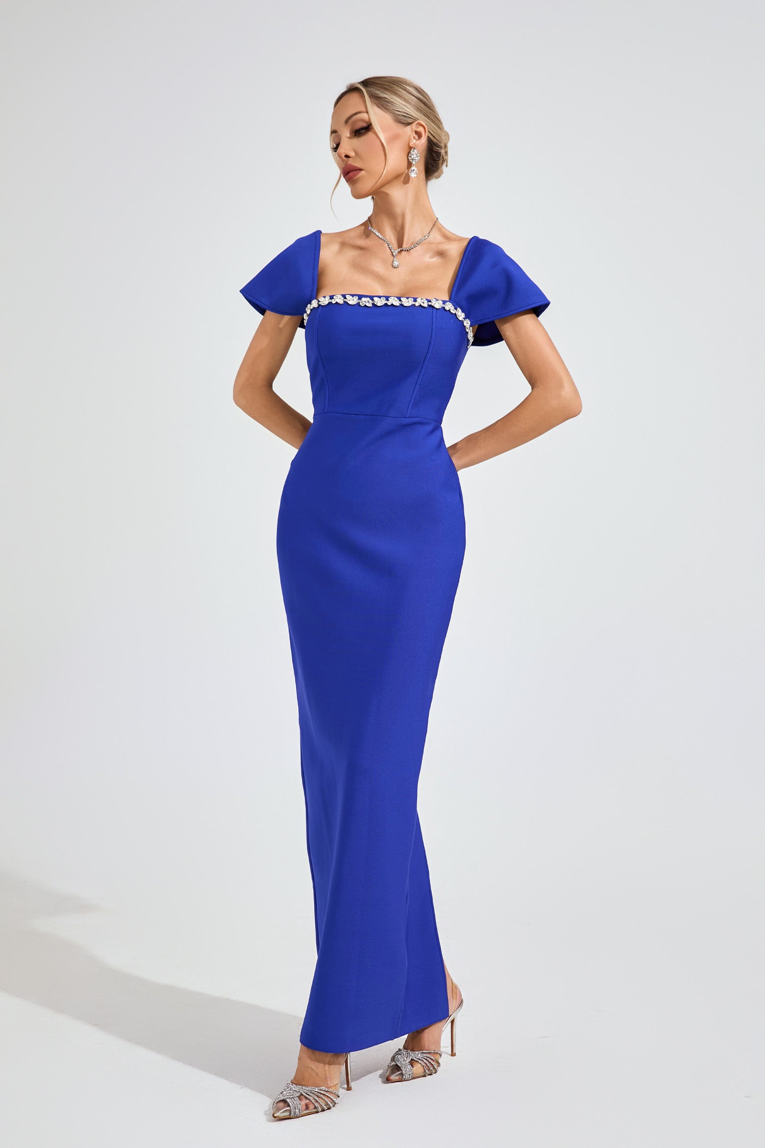 Syronix Marine Blue Diamond Bandage Dress