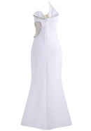 Folami Strapless Crystal Detail Maxi Dress In White