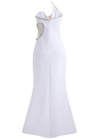 Folami Strapless Crystal Detail Maxi Dress In White