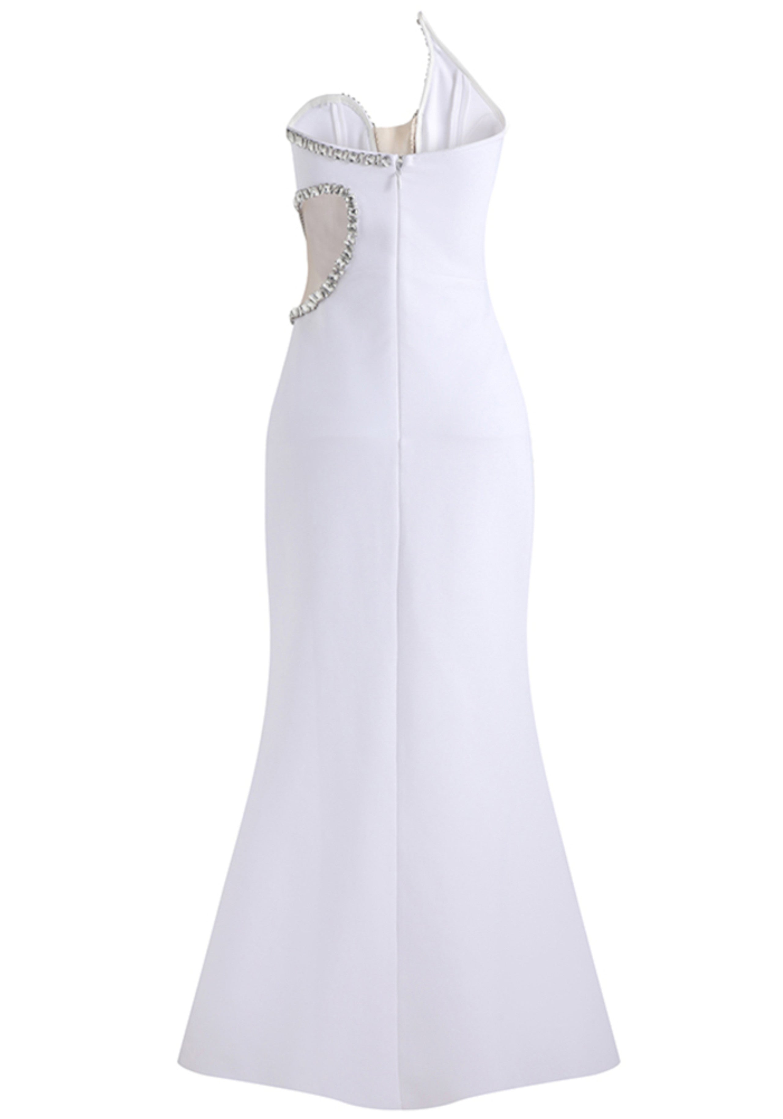 Folami Strapless Crystal Detail Maxi Dress In White