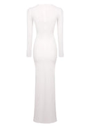 Simran Round Neck Ribbon Knot Maxi Dress In White