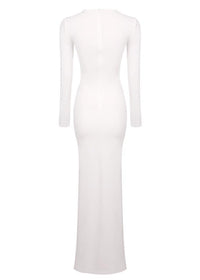 Simran Round Neck Ribbon Knot Maxi Dress In White