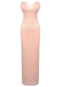 Eldrara Strapless Shell Bustier Sequin Maxi Dress