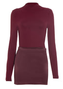 Pryviel Long Sleeve Mini Dress In Wine