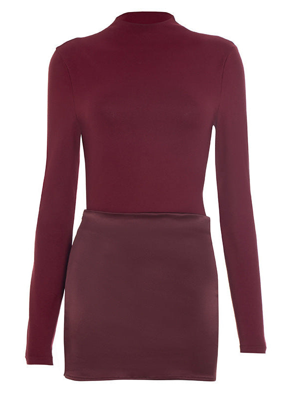 Pryviel Long Sleeve Mini Dress In Wine