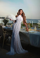 Ngendo Halter Lace Corset Maxi Dress In White