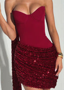 Ivria Strapless Scarf Sequin Mini Dress