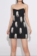 Wrythas Sleeveless Diamond Tassels Mini Dress In Black