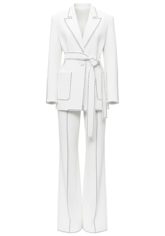 Filibert Topstitch Detail Suit In White