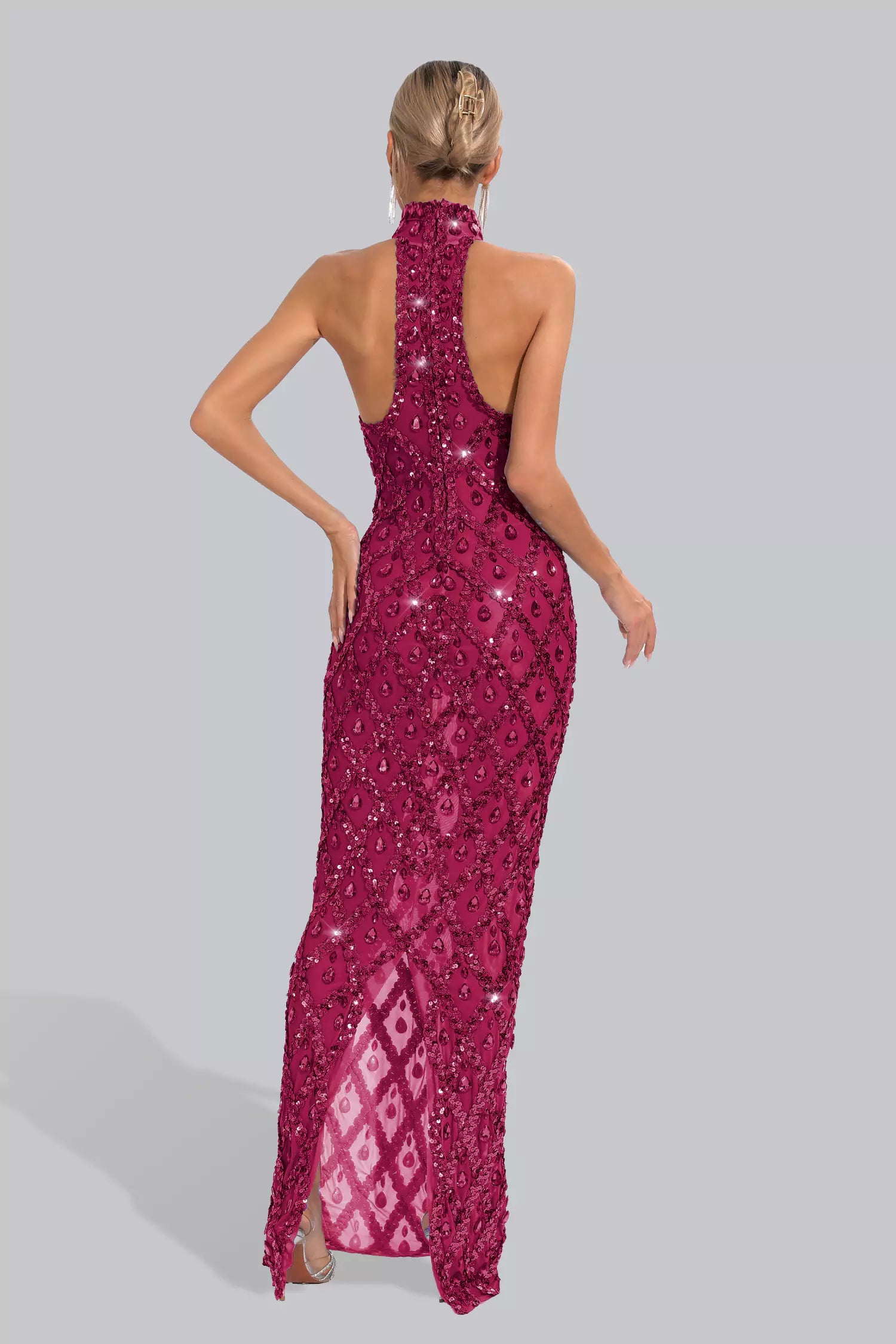 Cate Rose Red Diamond Maxi Dress