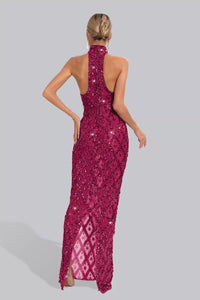 Cate Rose Red Diamond Maxi Dress