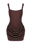 Eames Draped Detail Corset Mini Dress In Brown