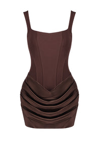 Eames Draped Detail Corset Mini Dress In Brown