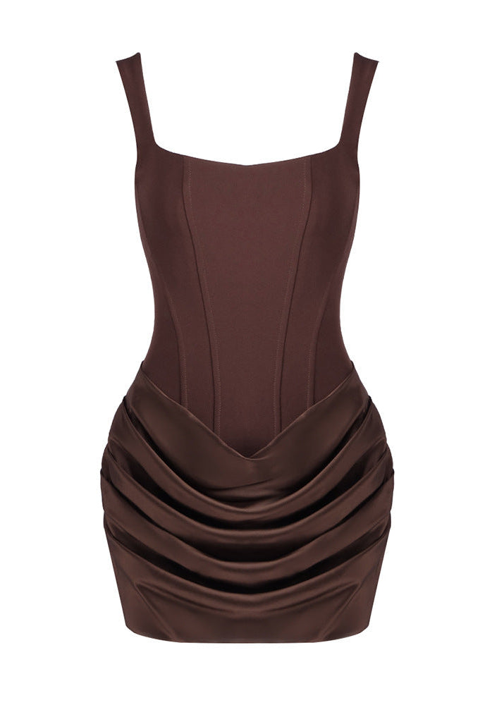 Eames Draped Detail Corset Mini Dress In Brown