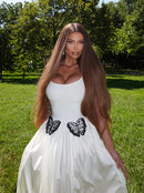 Uaelyvira Butterfly Detail A Line Midi Dress In White