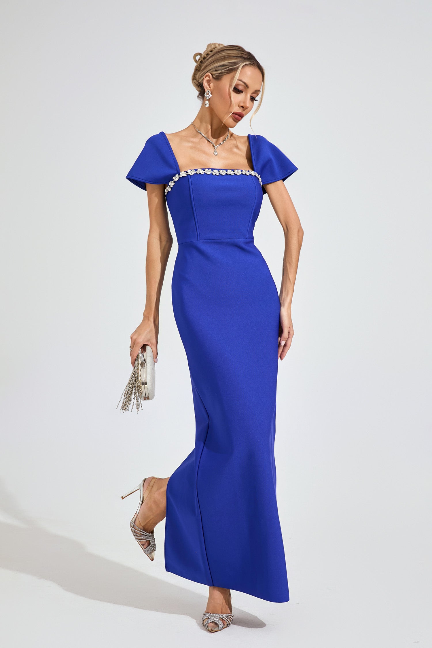 Syronix Marine Blue Diamond Bandage Dress – Night Novas