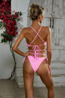 Hetty Diamond Halter Strap Bikini In Pink