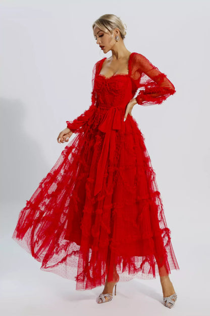 Terila Wedding Bridesmaid Maxi Dress In Red