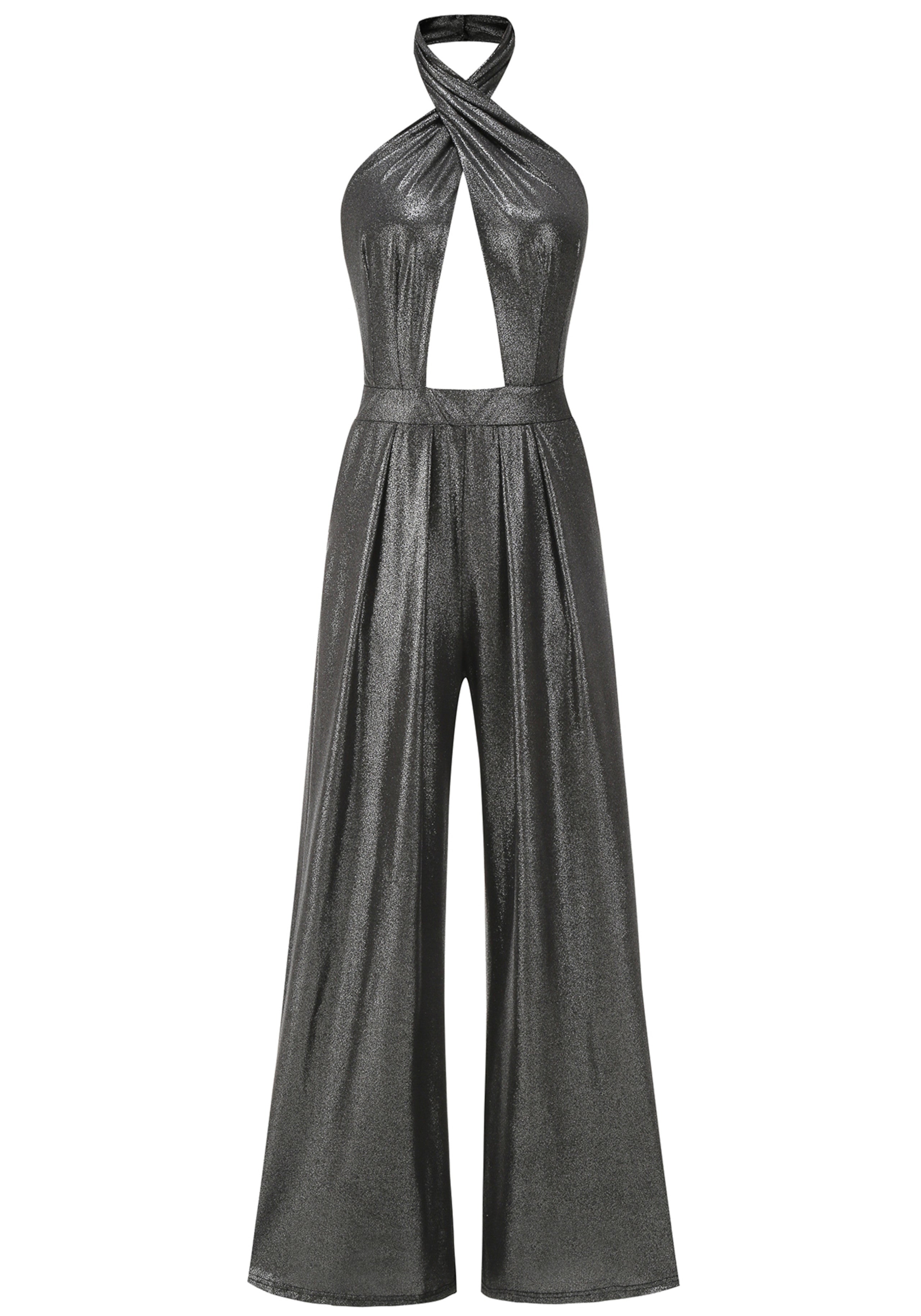 Aendria Halter Backless Jumpsuit In Grey
