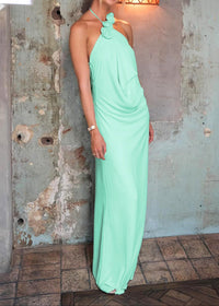 Janusz Halter Floral Maxi Dress In Green