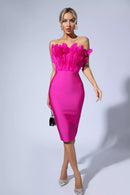 Ferley Strapless Feather Bandage Dress