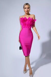 Ferley Strapless Feather Bandage Dress