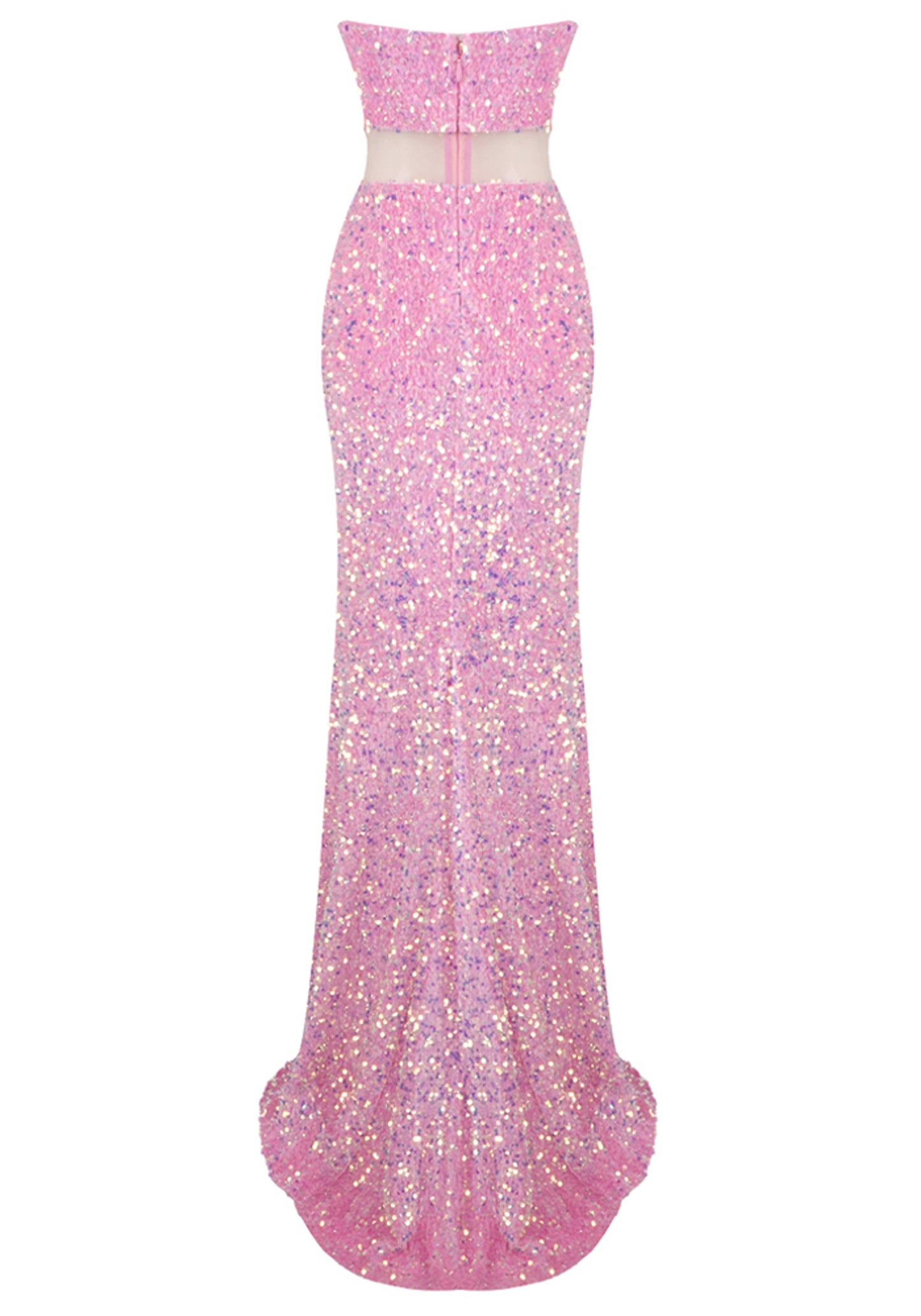 Elgine Strapless Crystal Sequin Maxi Dress In Pink