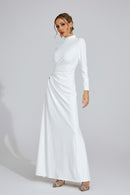 Calyx Long Sleeves Draped Detail Maxi Dress In White