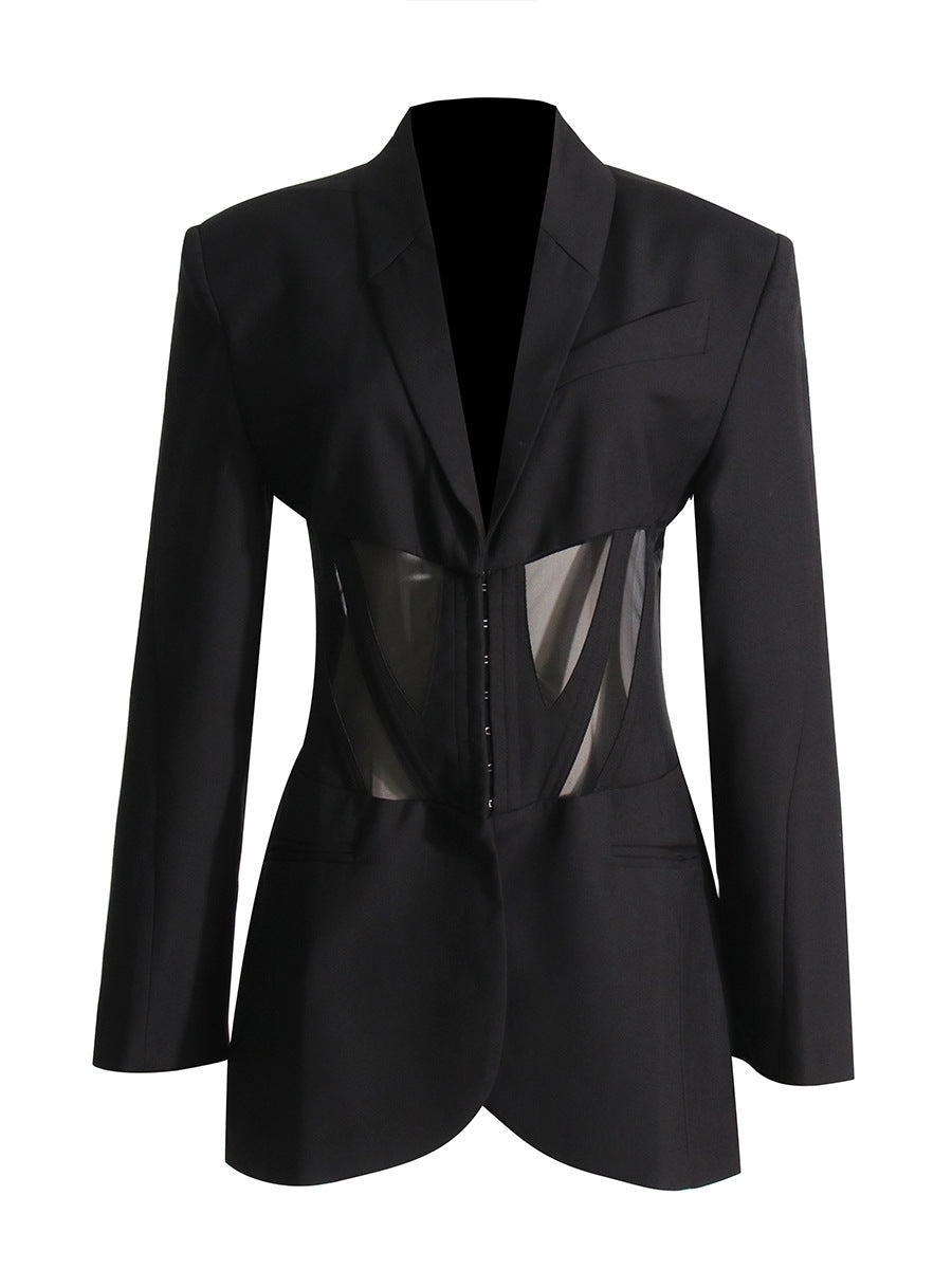Flavio V-Neck Corset Jacket In Black