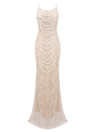 Eorland Strapless Pearl Sequin Maxi Dress In Nude