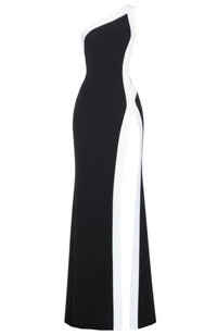 Ryressa One Shoulder Maxi Dress In Black White