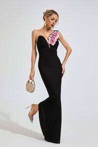 Makula Shoulder Bandage Maxi Dress In Black