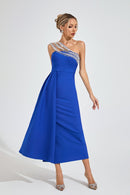 Evolia Strapless Diamond Maxi Dress In Blue