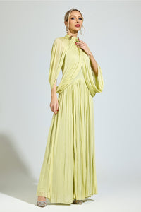 Nervion Green Pleated Sweater Dress